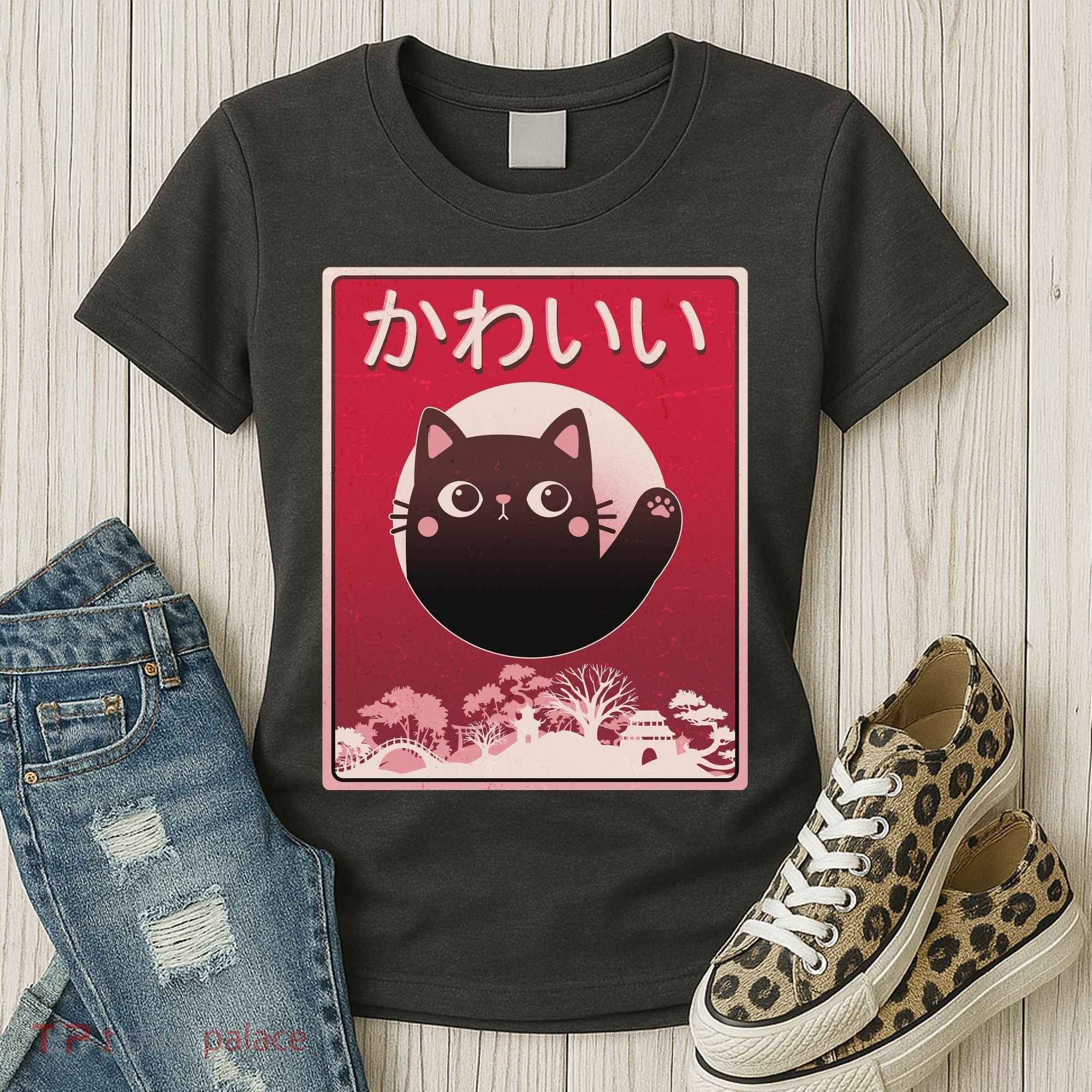 Japanese Kawaii Cute Neko Cat Women's T-Shirt