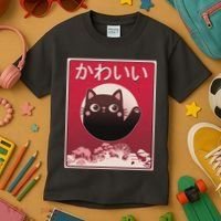 Japanese Kawaii Cute Neko Cat Kids T-Shirt thumb 3