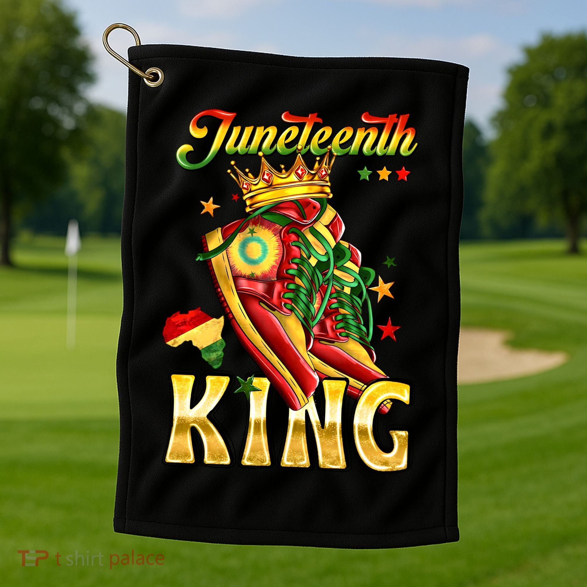 Juneteenth King Funny Shoe Steppin Into Juneteenth Black King Golf Towel
