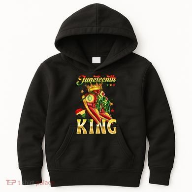 Juneteenth King Funny Shoe Steppin Into Juneteenth Black King Kids Hoodie