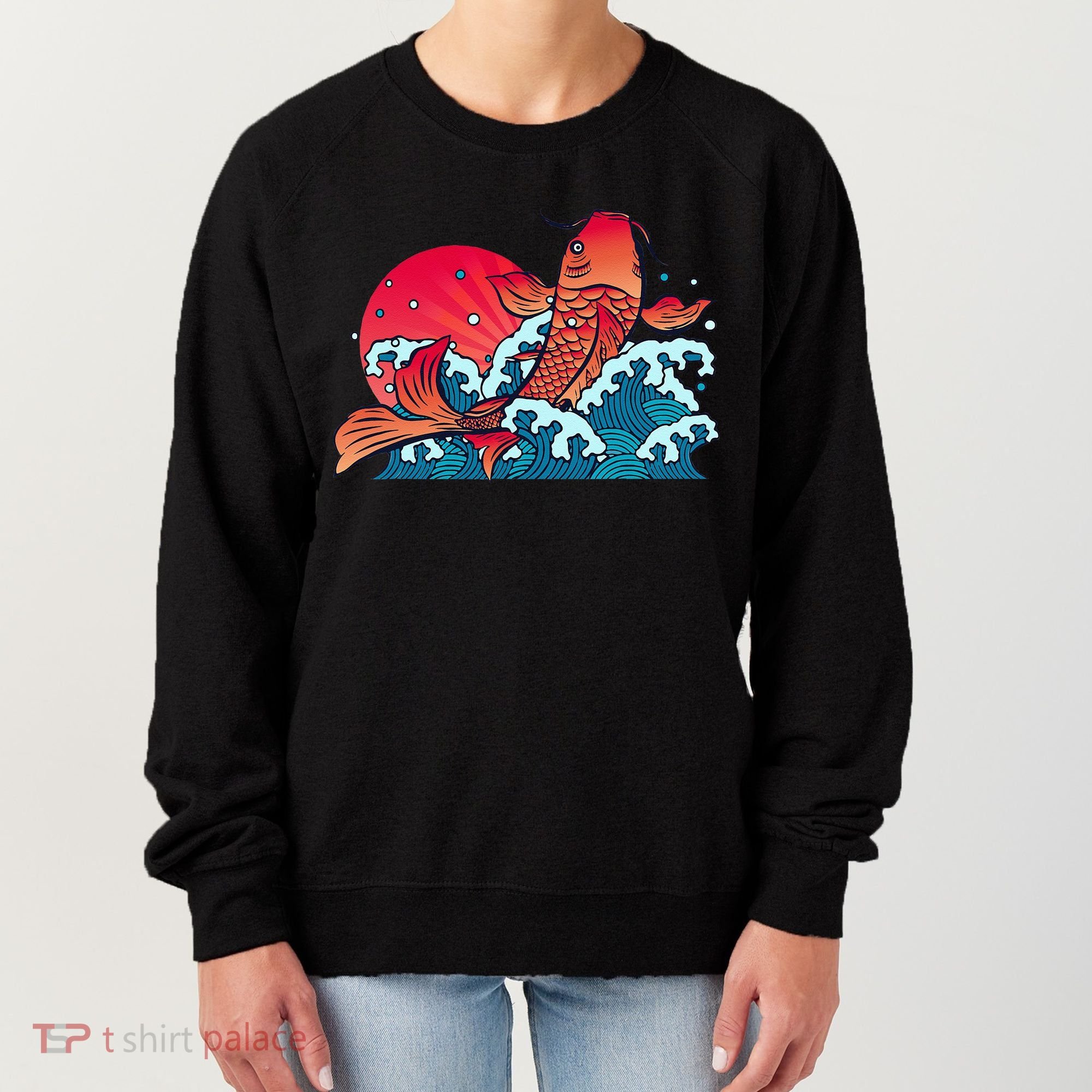 Japanese Koi Fish Breaching The Water Sunset Women's Sweatshirt
