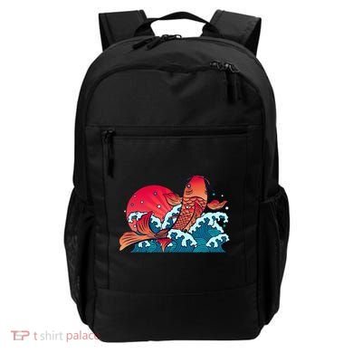 Japanese Koi Fish Breaching The Water Sunset Backpack