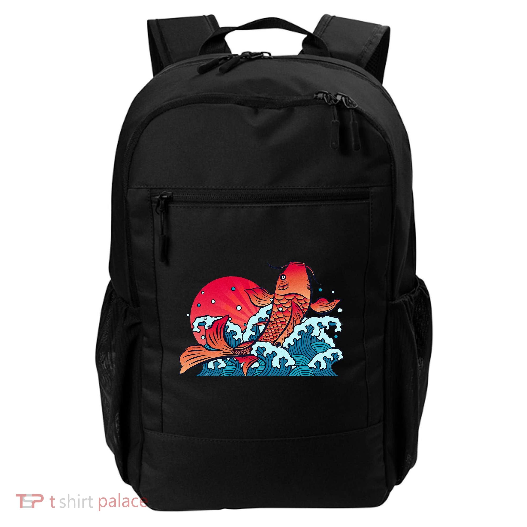 Japanese Koi Fish Breaching The Water Sunset Backpack