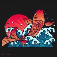 Japanese Koi Fish Breaching The Water Sunset Tote Bag thumb 4