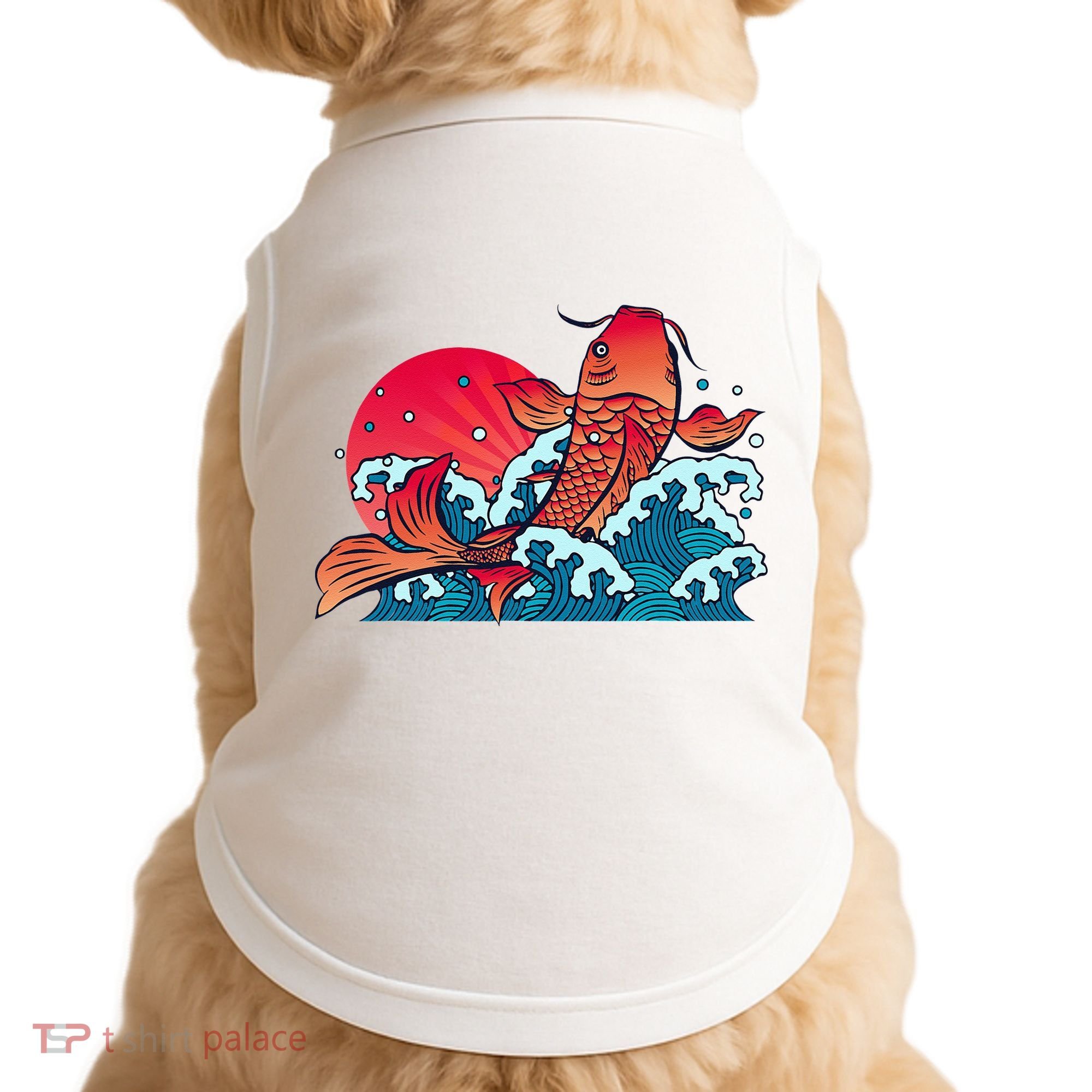 Japanese Koi Fish Breaching The Water Sunset Doggie Tank