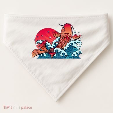 Japanese Koi Fish Breaching The Water Sunset USA-Made Doggie Bandana