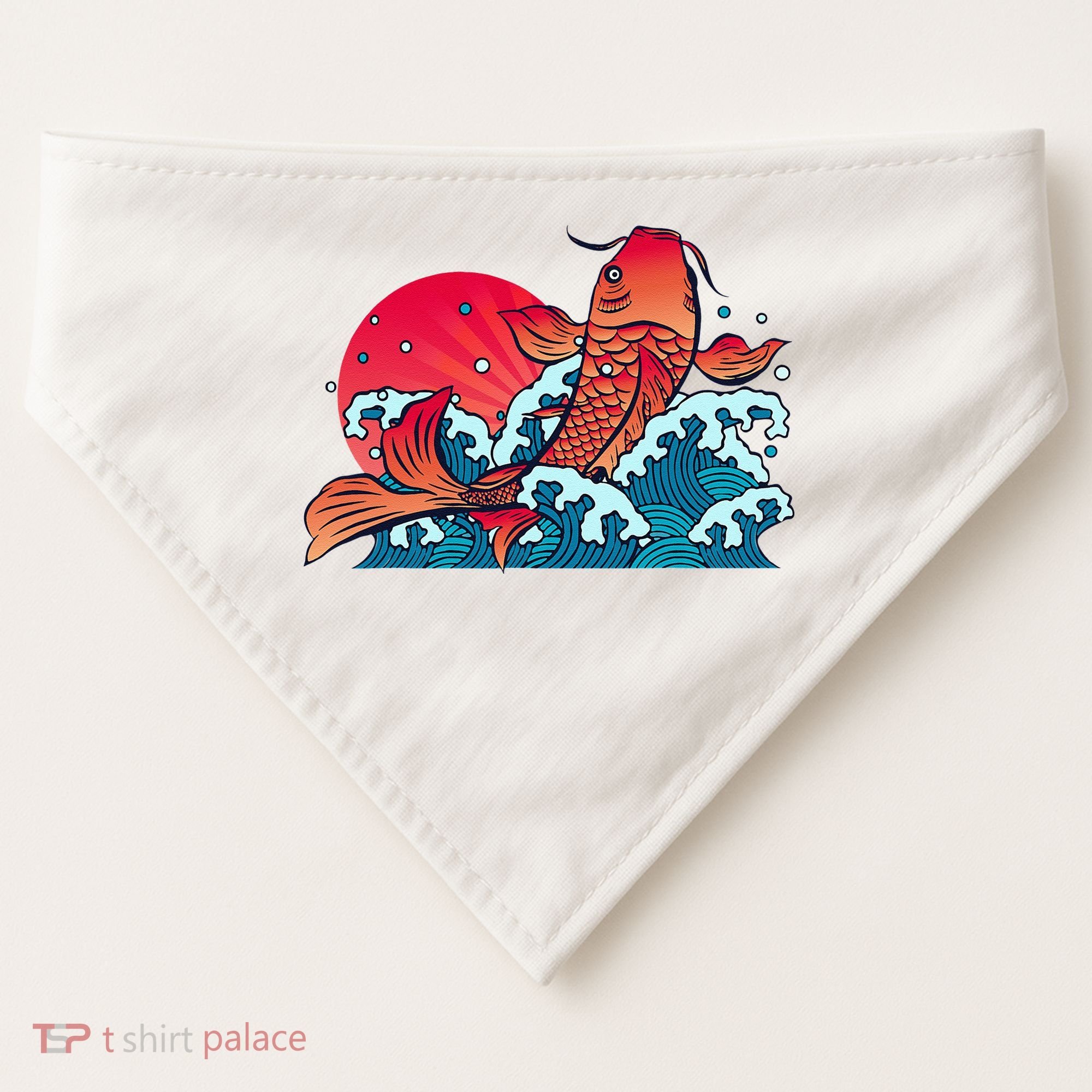 Japanese Koi Fish Breaching The Water Sunset USA-Made Doggie Bandana