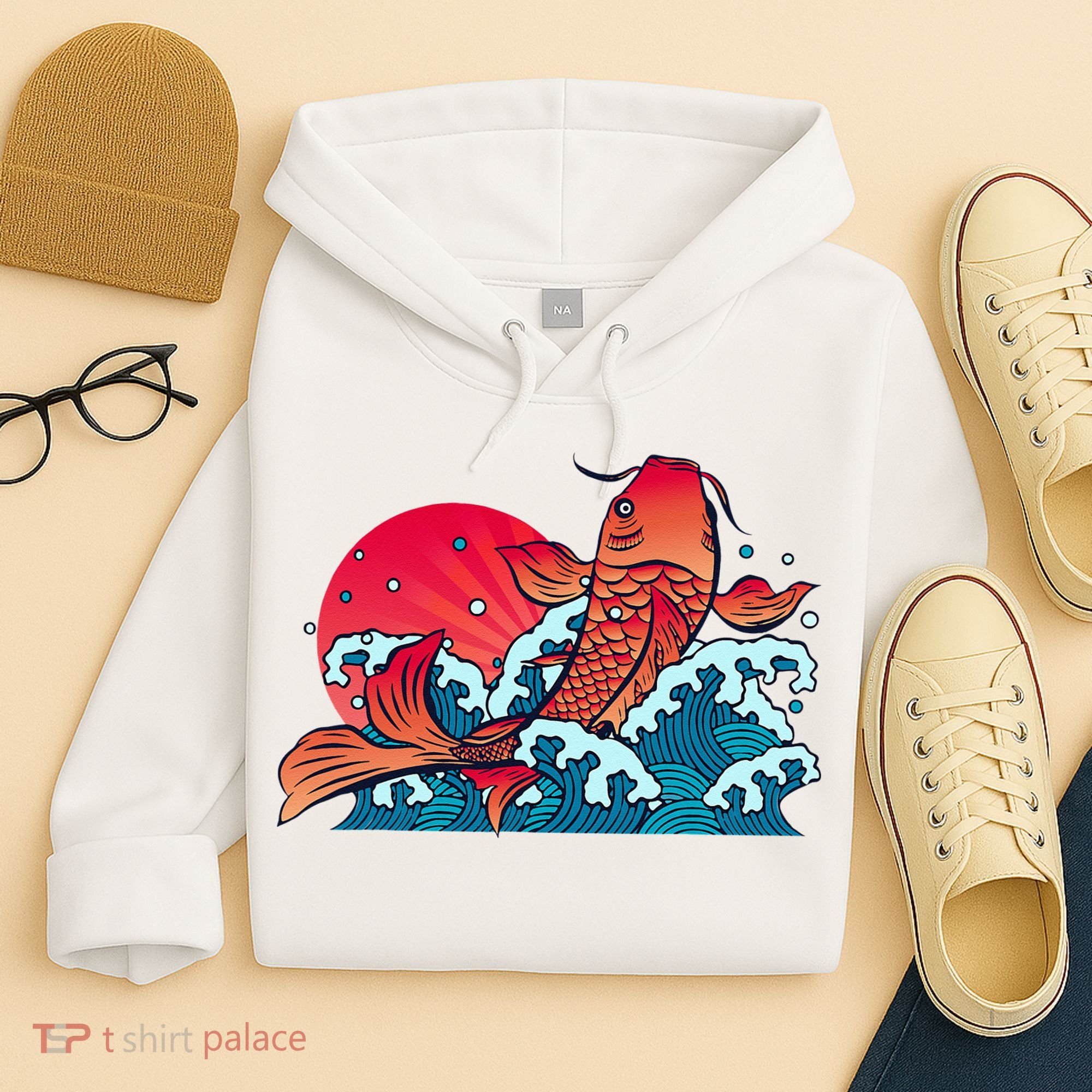 Japanese Koi Fish Breaching The Water Sunset Hoodie