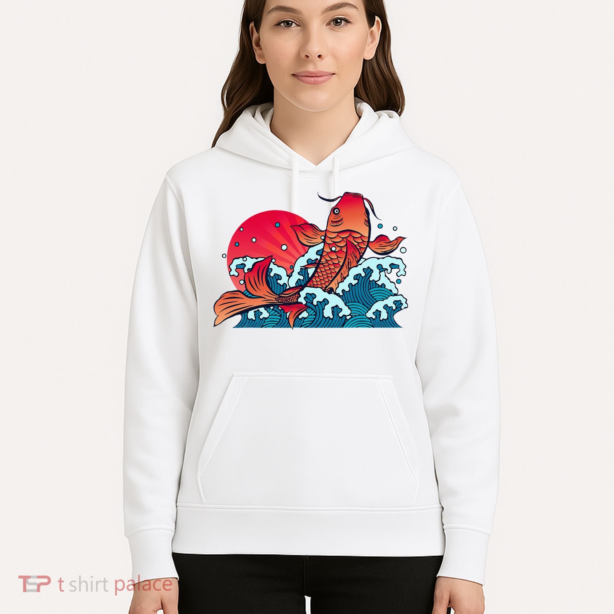 Japanese Koi Fish Breaching The Water Sunset Hoodie