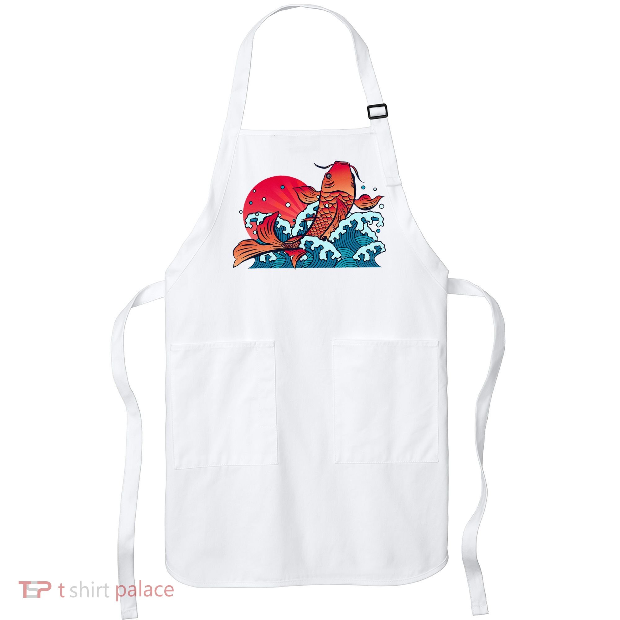 Japanese Koi Fish Breaching The Water Sunset Apron