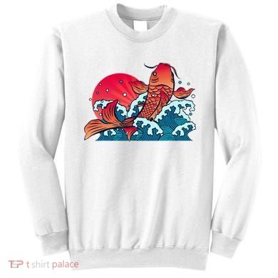 Japanese Koi Fish Breaching The Water Sunset Sweatshirt