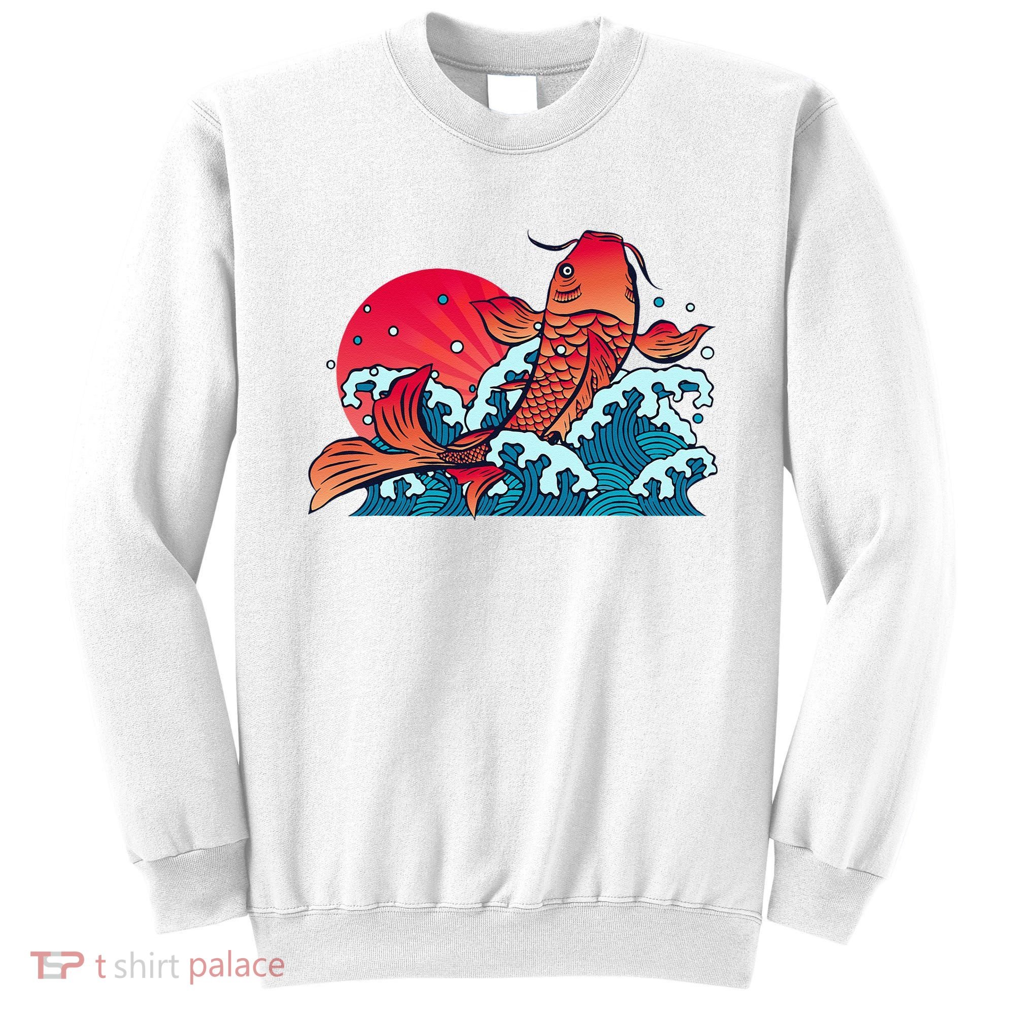 Japanese Koi Fish Breaching The Water Sunset Sweatshirt
