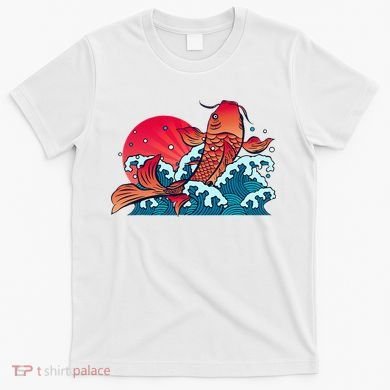 Japanese Koi Fish Breaching The Water Sunset T-Shirt