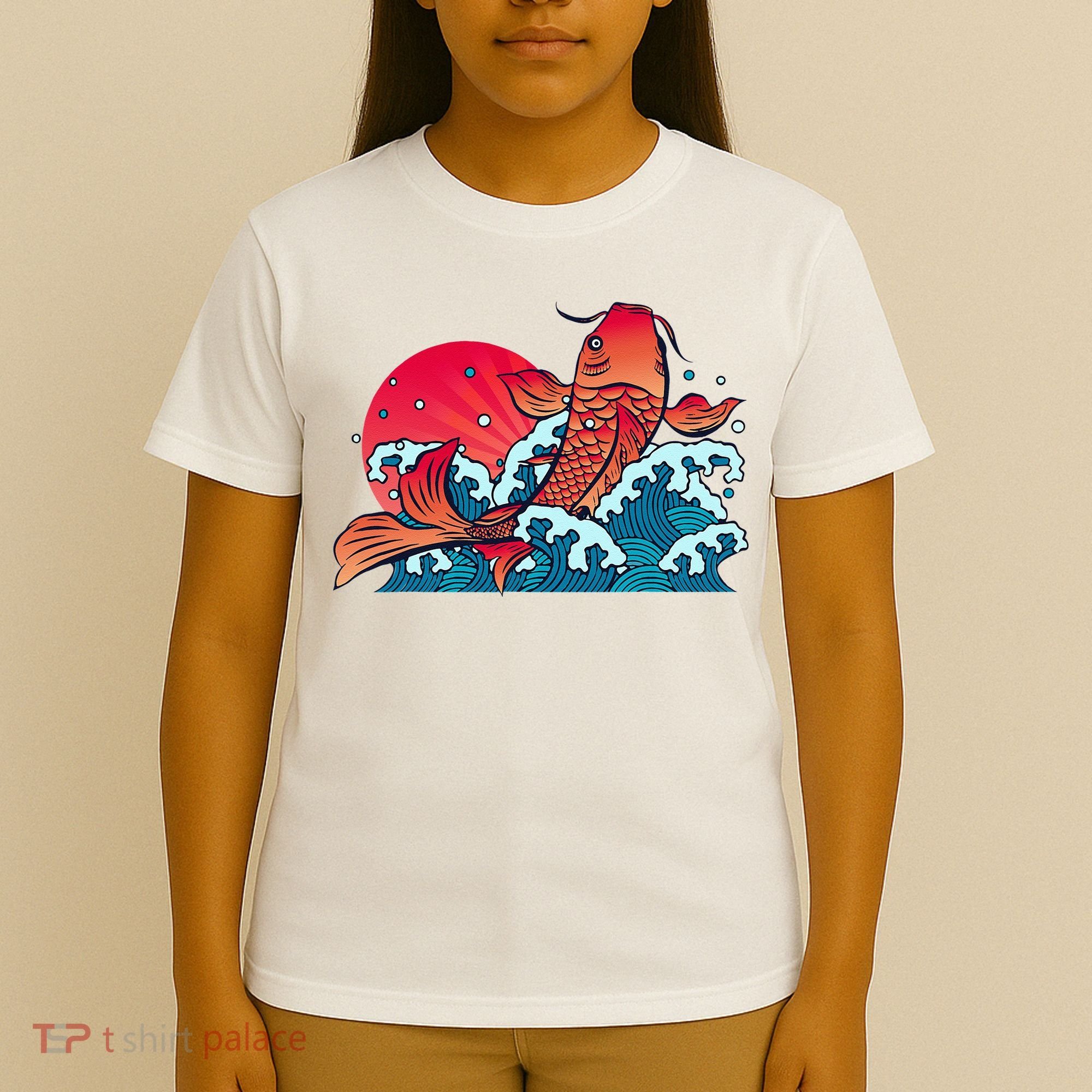 Japanese Koi Fish Breaching The Water Sunset T-Shirt