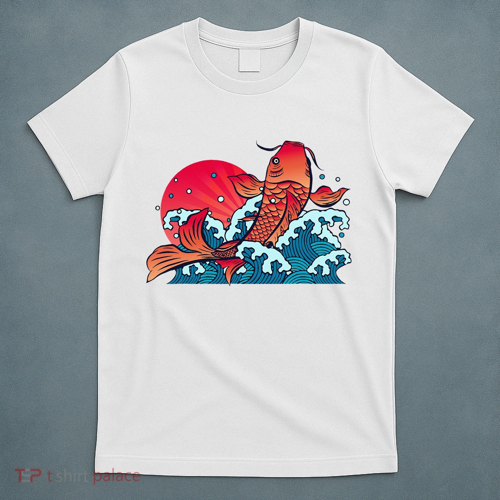 Japanese Koi Fish Breaching The Water Sunset T-Shirt