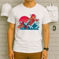 Japanese Koi Fish Breaching The Water Sunset T-Shirt thumb 6