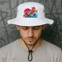 Japanese Koi Fish Breaching The Water Sunset Bucket Hat thumb 2