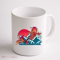Japanese Koi Fish Breaching The Water Sunset Coffee Mug thumb 1