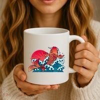Japanese Koi Fish Breaching The Water Sunset Coffee Mug thumb 3