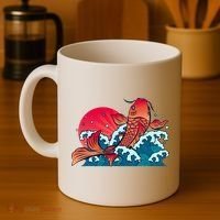 Japanese Koi Fish Breaching The Water Sunset Coffee Mug thumb 4