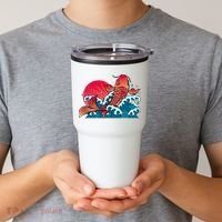 Japanese Koi Fish Breaching The Water Sunset Tumbler thumb 2