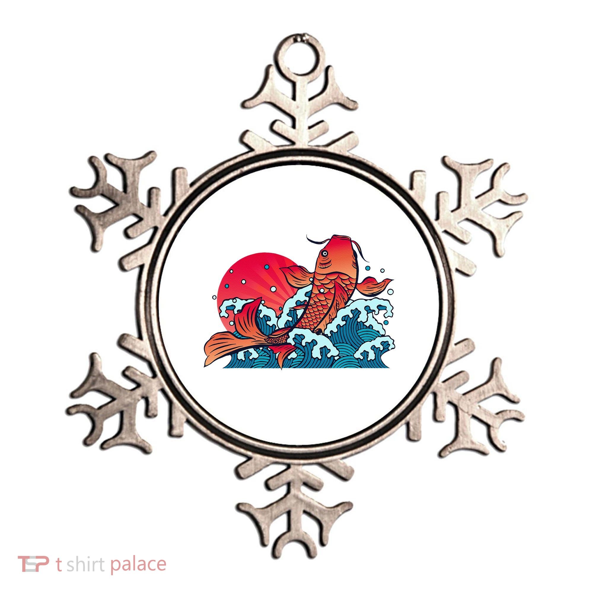 Japanese Koi Fish Breaching The Water Sunset Ornament