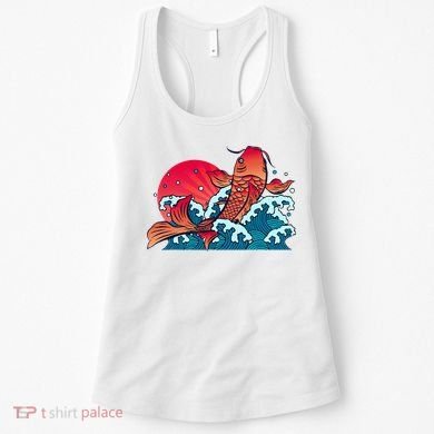 Japanese Koi Fish Breaching The Water Sunset Women's Tank Top