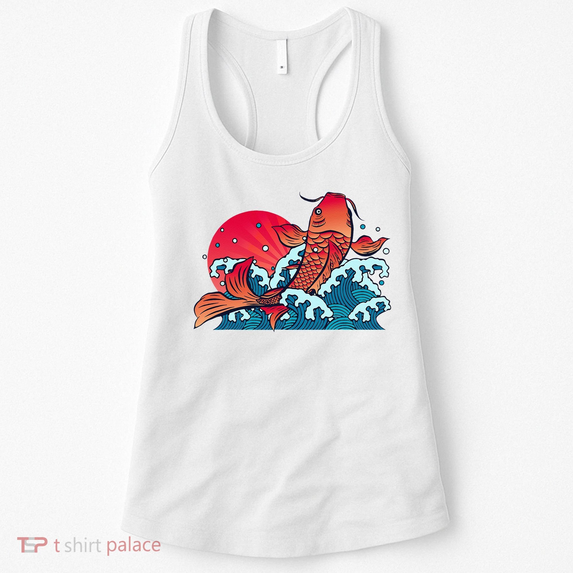 Japanese Koi Fish Breaching The Water Sunset Women's Tank Top