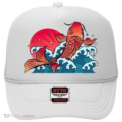 Japanese Koi Fish Breaching The Water Sunset Hat