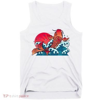 Japanese Koi Fish Breaching The Water Sunset Tank Top