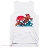 Japanese Koi Fish Breaching The Water Sunset Tank Top thumb 0