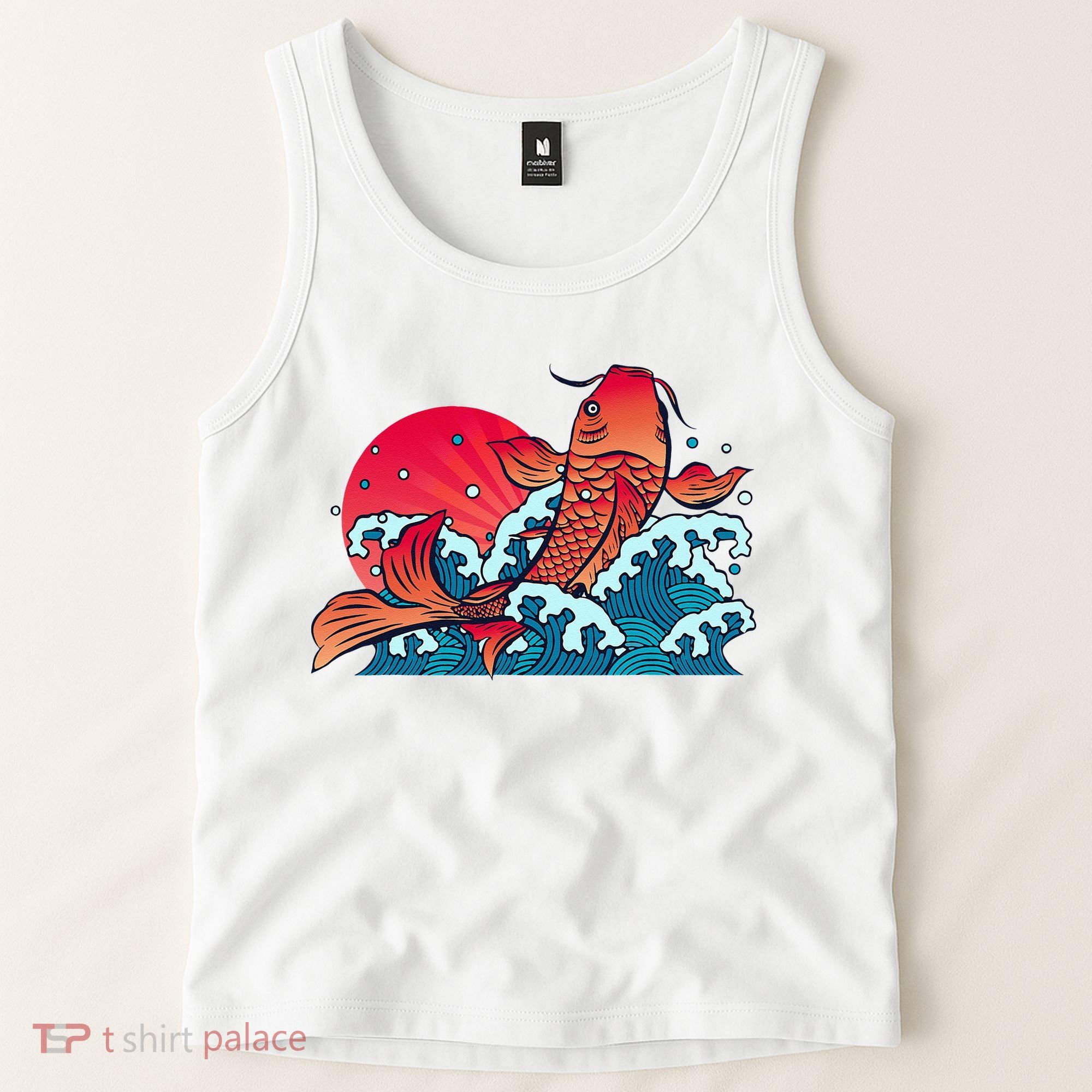 Japanese Koi Fish Breaching The Water Sunset Tank Top