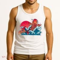 Japanese Koi Fish Breaching The Water Sunset Tank Top thumb 3