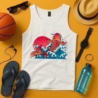 Japanese Koi Fish Breaching The Water Sunset Tank Top thumb 4