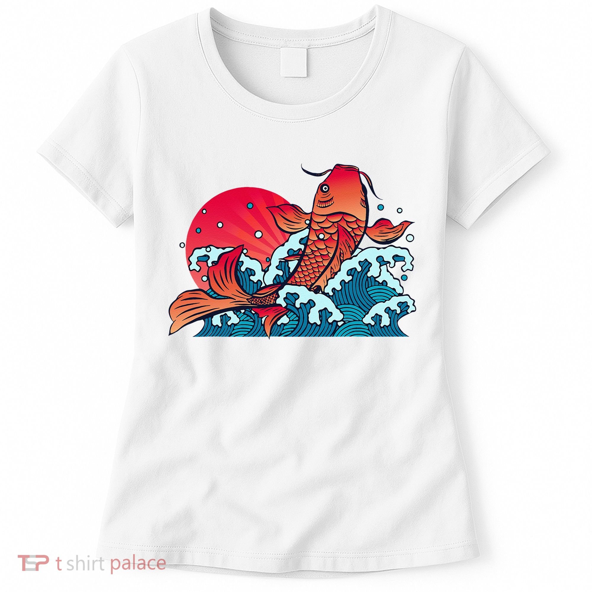 Japanese Koi Fish Breaching The Water Sunset Women's T-Shirt