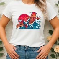 Japanese Koi Fish Breaching The Water Sunset Women's T-Shirt thumb 2
