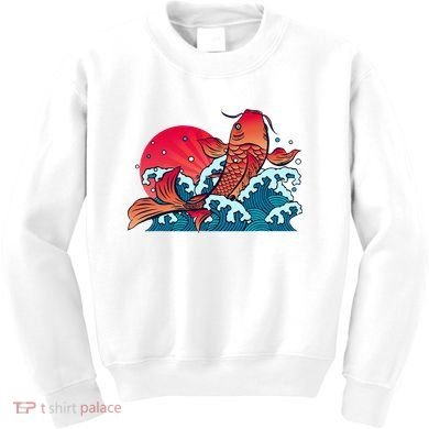 Japanese Koi Fish Breaching The Water Sunset Kids Sweatshirt