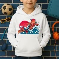 Japanese Koi Fish Breaching The Water Sunset Kids Hoodie thumb 2