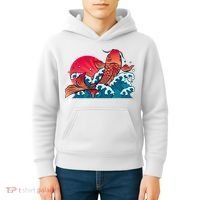 Japanese Koi Fish Breaching The Water Sunset Kids Hoodie thumb 4