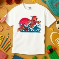 Japanese Koi Fish Breaching The Water Sunset Kids T-Shirt thumb 3