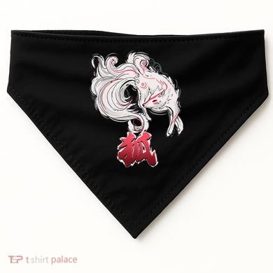 Japanese Kitsune Fox Brush Art USA-Made Doggie Bandana
