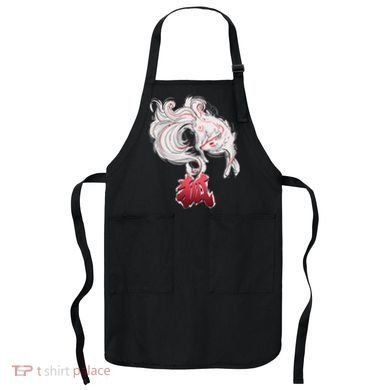 Japanese Kitsune Fox Brush Art Apron
