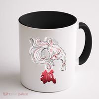 Japanese Kitsune Fox Brush Art Coffee Mug thumb 1
