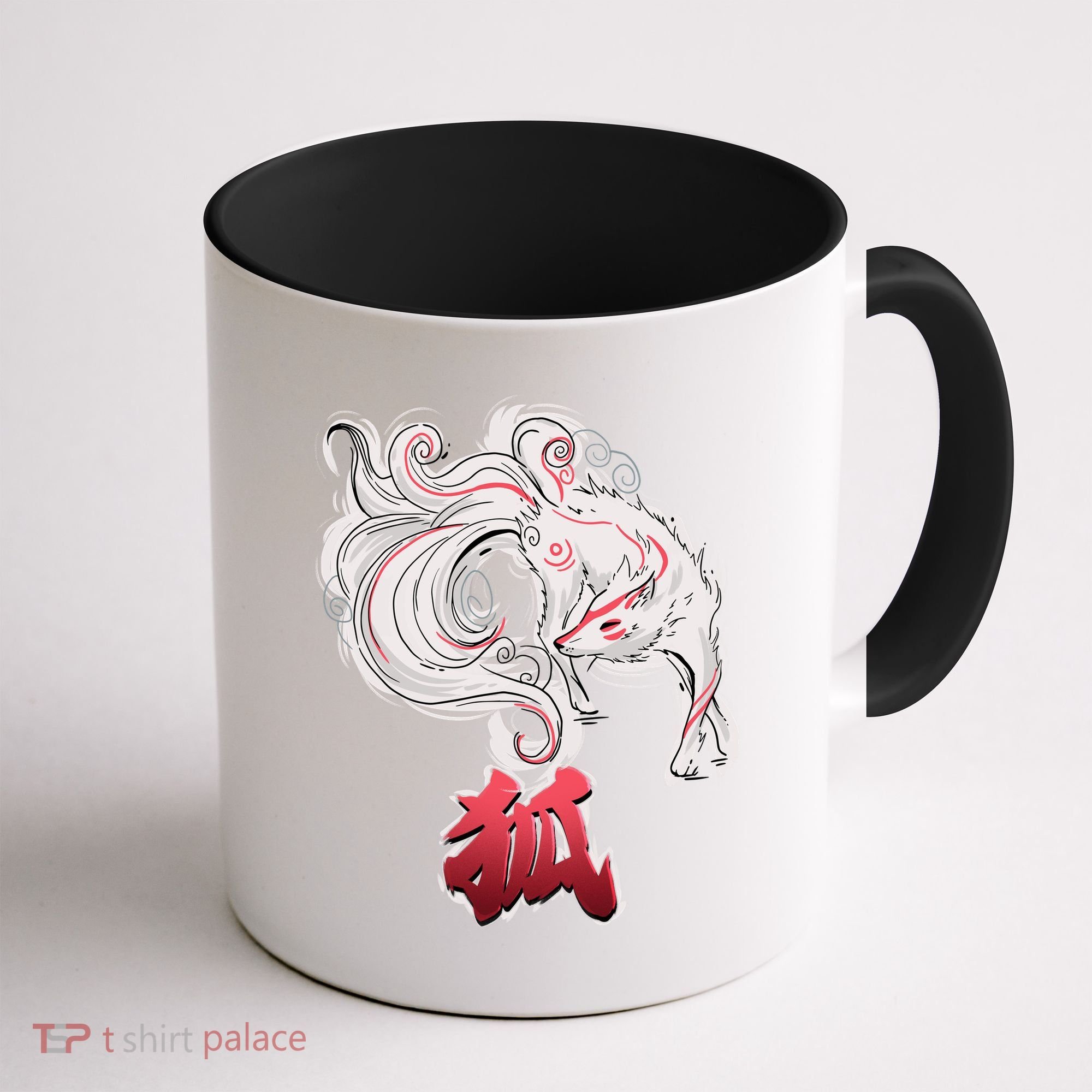 Japanese Kitsune Fox Brush Art Coffee Mug