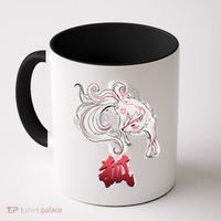Japanese Kitsune Fox Brush Art Coffee Mug thumb 0