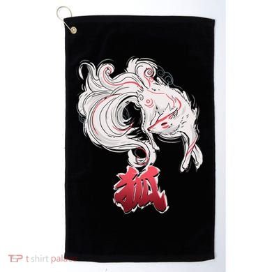 Japanese Kitsune Fox Brush Art Golf Towel