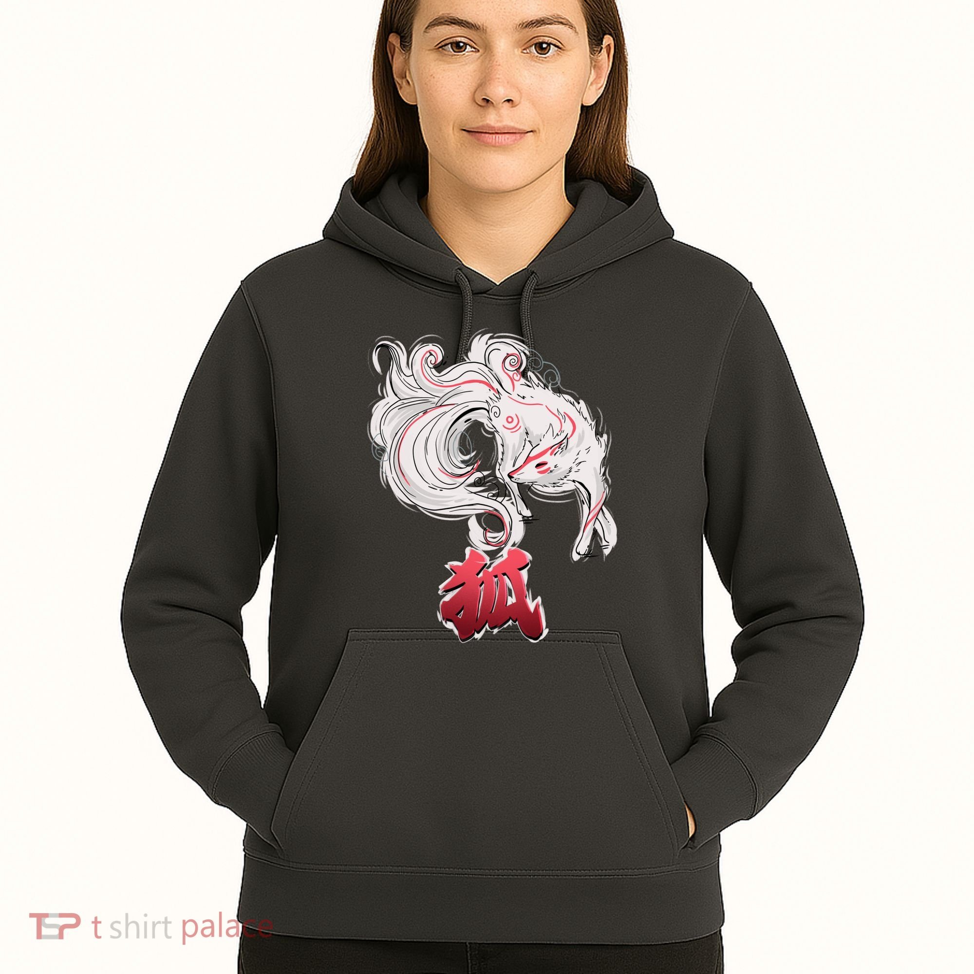 Japanese Kitsune Fox Brush Art Hoodie