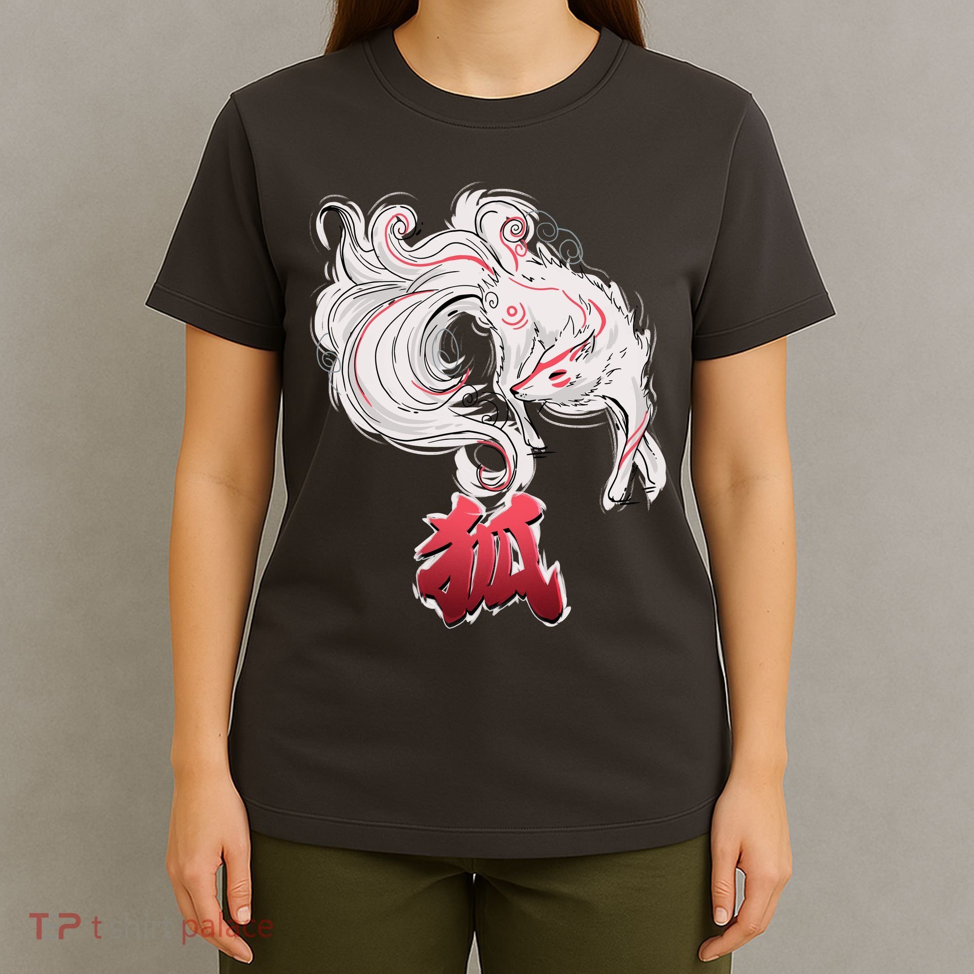 Japanese Kitsune Fox Brush Art T-Shirt