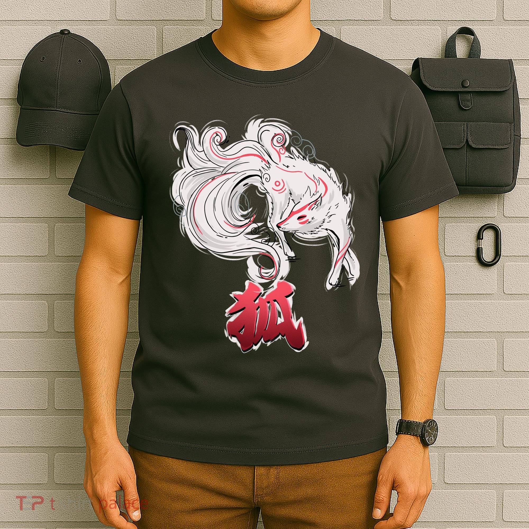 Japanese Kitsune Fox Brush Art T-Shirt