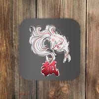 Japanese Kitsune Fox Brush Art Coaster thumb 0